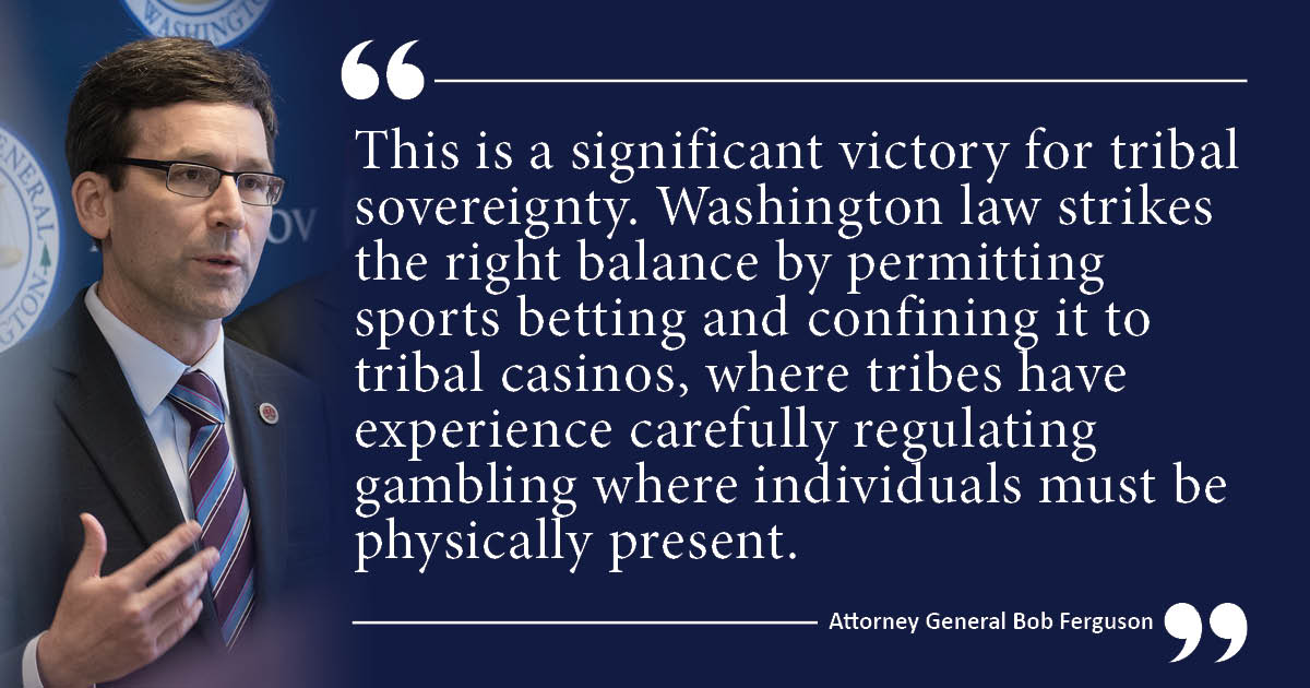 AGOWA's tweet image. A federal judge today granted the @tribeonwillapa motion to dismiss Maverick Gaming’s challenge to state law on sports betting. We supported this motion, along with the federal government and 17 tribes. 

More here: atg.wa.gov/news/news-rele…
