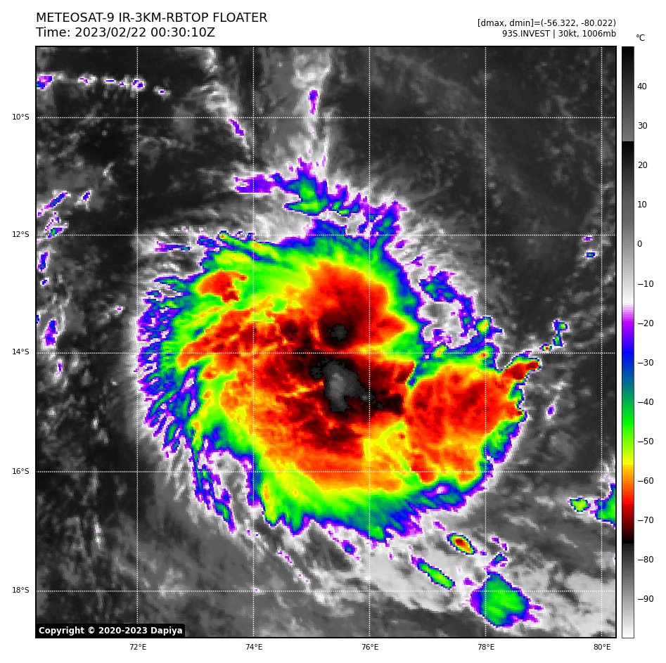 VortixWx's tweet photo. It seems Freddy isn't the only thing out there. #93S exist too &amp; is likely to form real soon. MW imagery shows distinct banding on the poleward side &amp; we have some mid-lvl rotation ongoing here. Thankfully, it's unlikely to impact land. The next name is #Enali. #tropicswx https://t.co/9sAR3wEooi