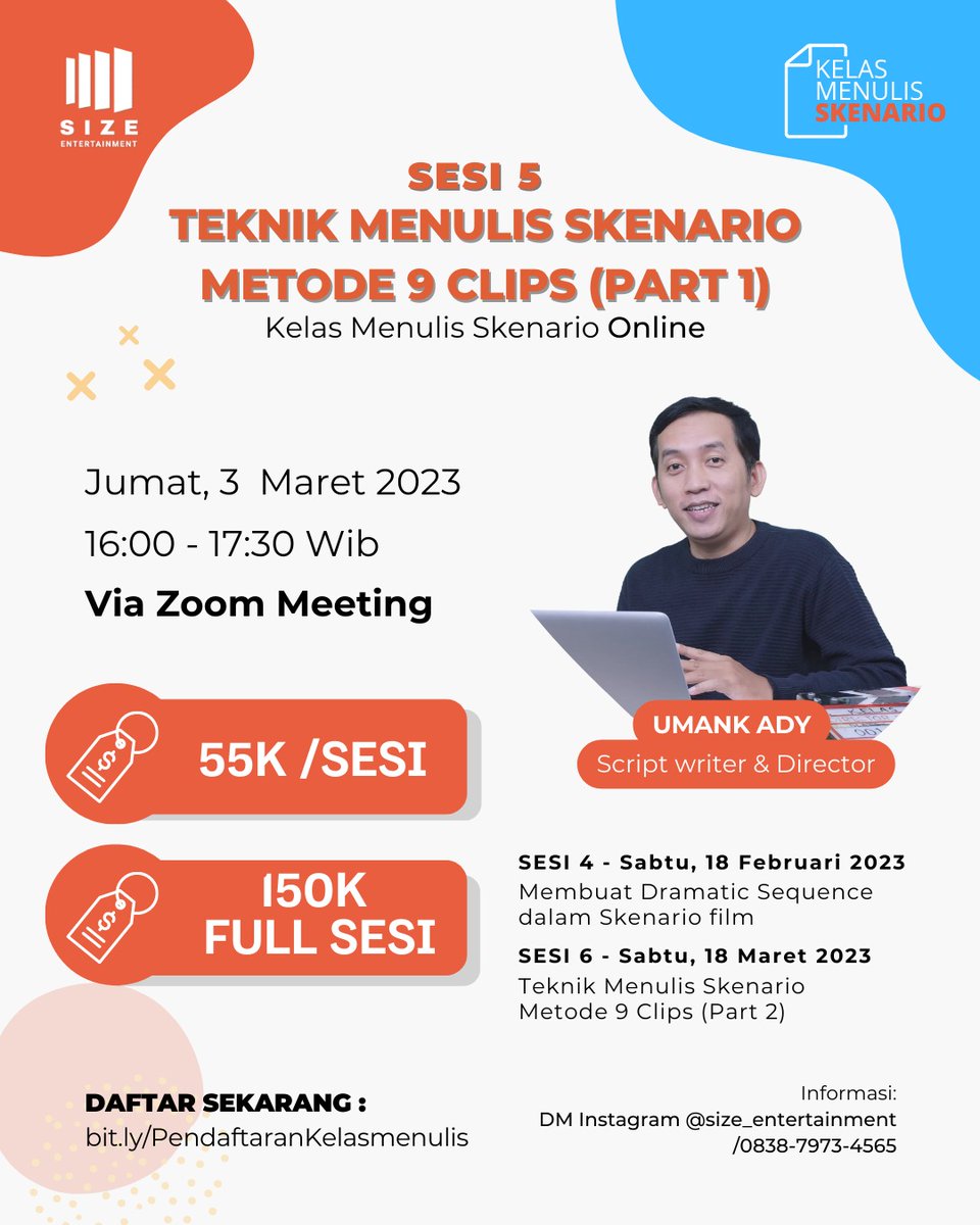 umank_ady's tweet photo. Kelas Skenario Online
Daftar disini
https://t.co/x0WJk4blSh https://t.co/a1qbzPiP6U