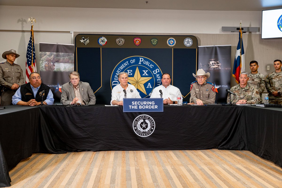GovAbbottPress's tweet photo. Today, @SenatorBirdwell &amp; Rep. @RyanGuillen joined me for an update on #OperationLoneStar from @TXMilitary, @TxDPS, &amp; @TexasBorderCzar.

I look forward to working with the Texas Legislature this session to continue Texas’ historic border mission. 

More: https://t.co/0BugnrR3tk https://t.co/sZRRZT5mjo