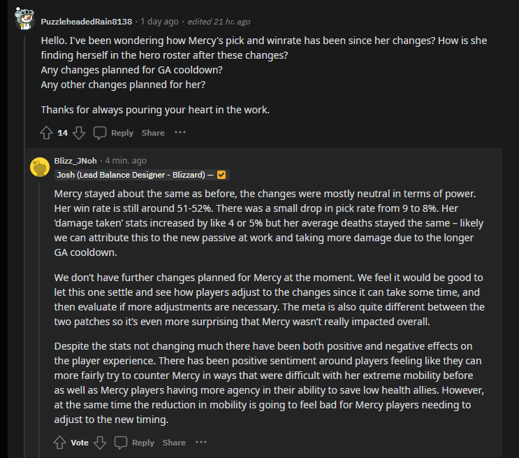 skiesti_'s tweet photo. OOF I guess they still aren't listening when it comes to Mercy! It's just all about the stats and non Mercy players 🫠 https://t.co/7cEBOw4s99