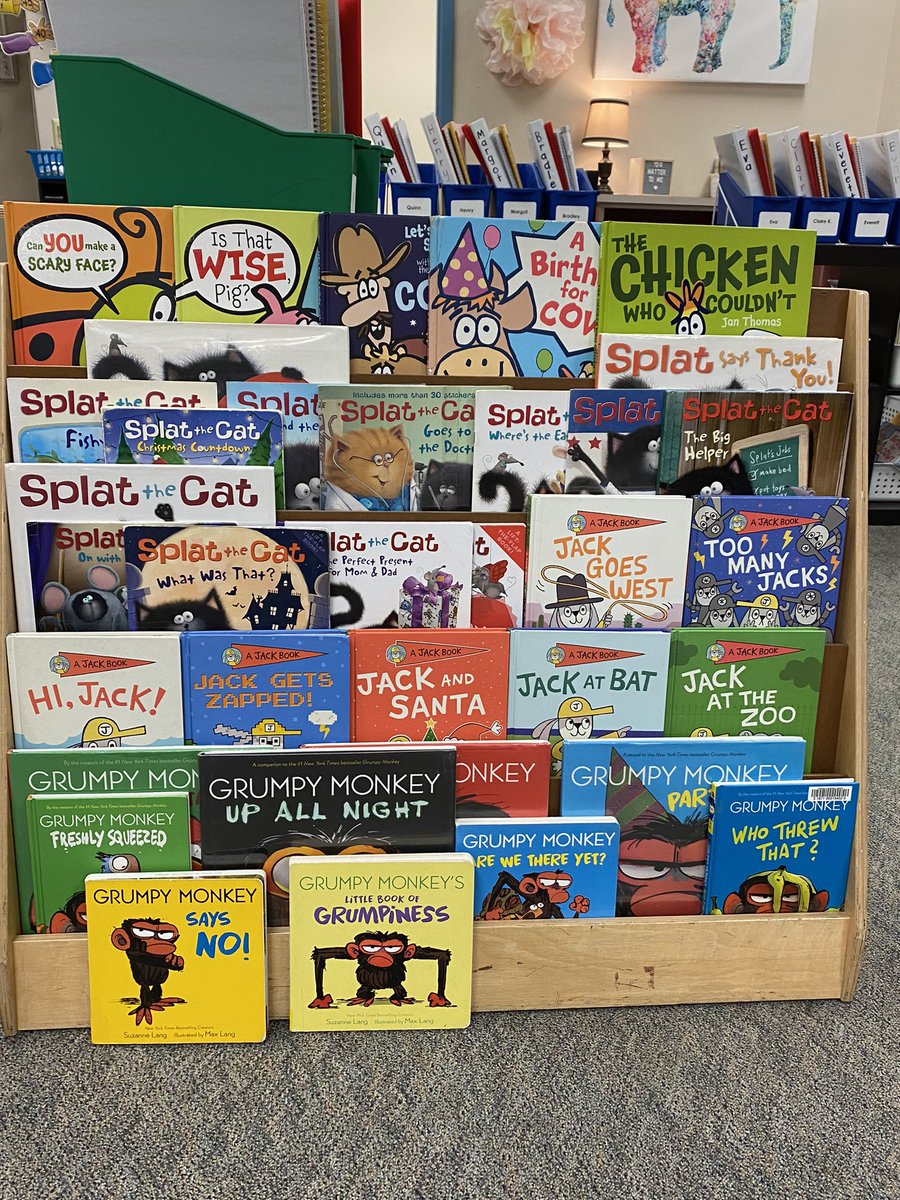 kelly_armfelt's tweet photo. This week’s book rack features familiar and well-loved characters and authors! #grumpymonkey #janthomas https://t.co/rJrqzbyE7w