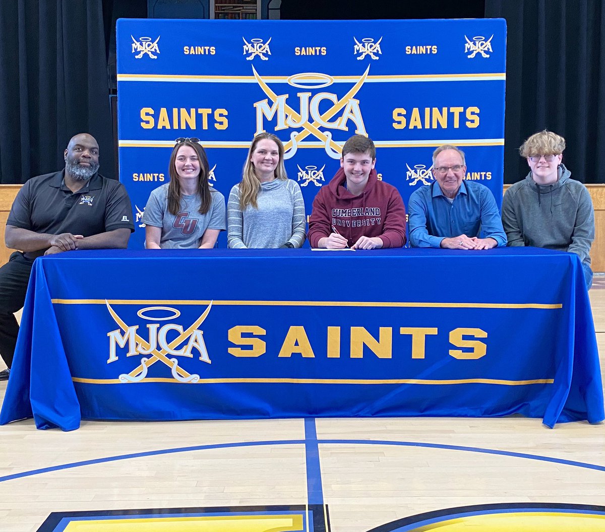 mjcaathletics's tweet photo. Congratulations to senior Jayden Schildt for signing today with Cumberland University to play football! 👏🏻 We love to celebrate when our students commit to playing at the collegiate level. 

#MJCAAthletics https://t.co/vwH28toCXb
