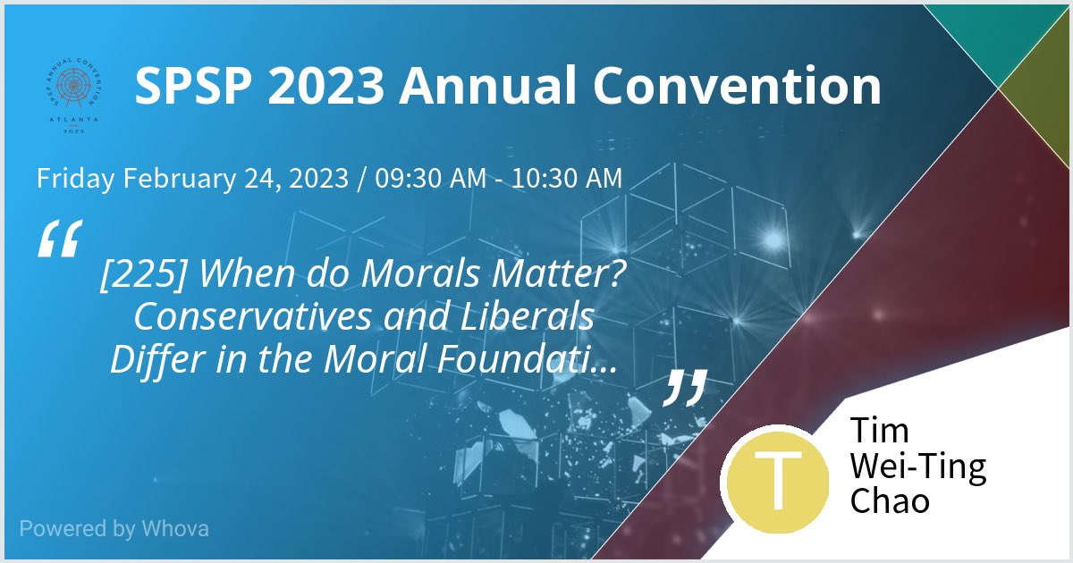 I am speaking at SPSP 2023 Annual Convention. Please check out my poster if you're attending the event! #SPSP2023 - via #Whova event app