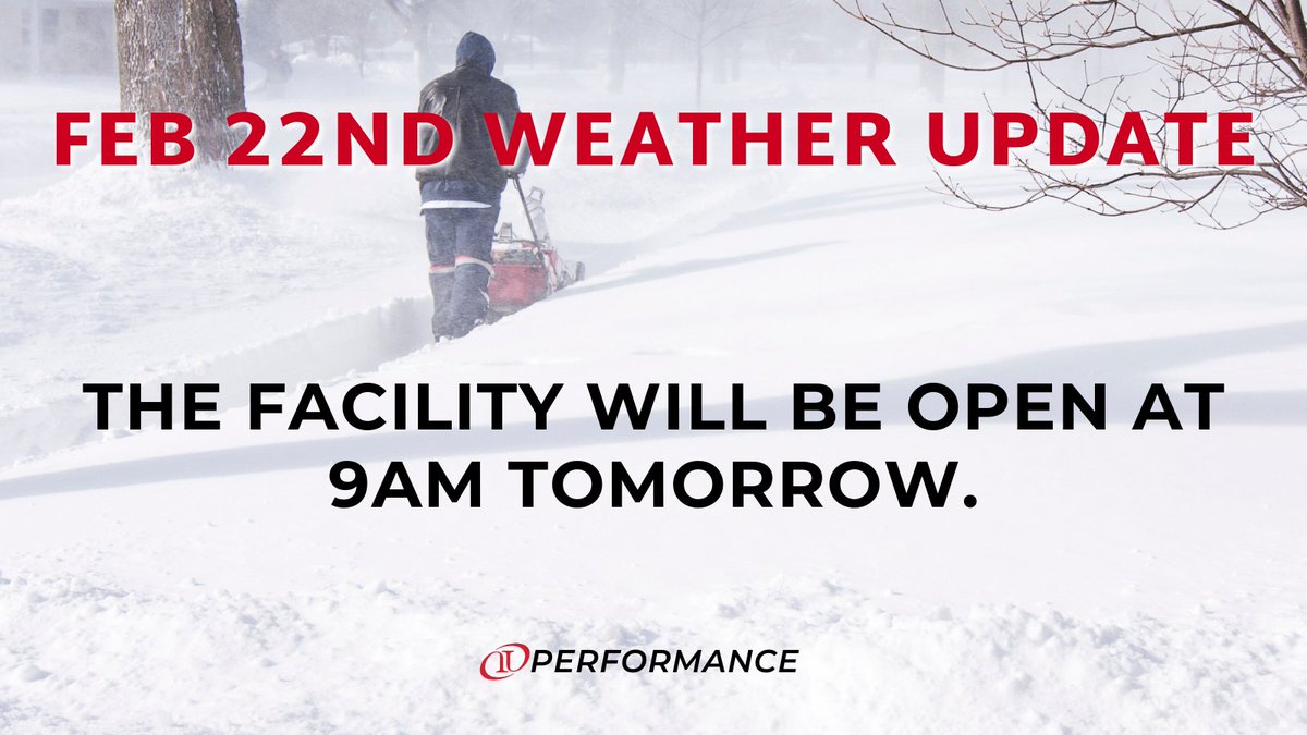 🚨 Weather UPDATE 🚨

OI Performance will be open at 9AM tomorrow FEBRUARY 22 due to the weather conditions. We will continue to update our class schedule on our media based on future weather updates.

Stay safe and warm!