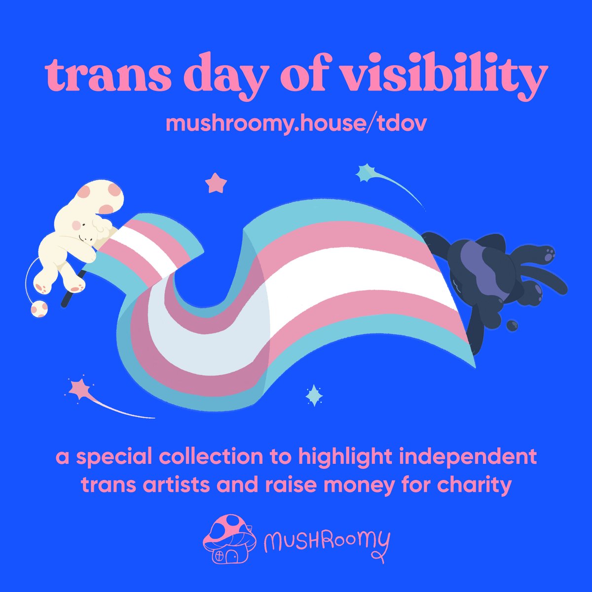 mushroomyhouse's tweet photo. We’re very excited to announce the latest collection arriving at Mushroomy in the lead up to Trans Day of Visibility! 🍄 https://t.co/MfA92Ijmtz