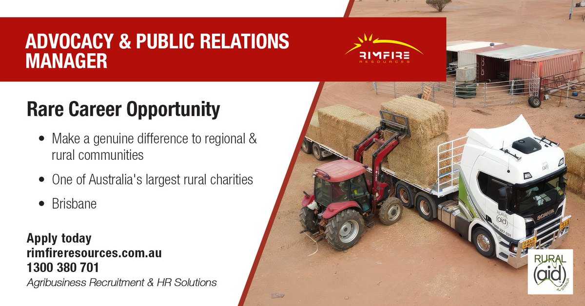 rimfireresource's tweet photo. Join one of Australia's most trusted rural charities to ensure farming and rural communities are sustainable and safeguarded after natural disasters.

Apply today: https://t.co/bpBm9H8kTl

#advocacy #ruralaid #charity #pr #agriculture #agribusiness #agjobs #jobs #rimfireresources https://t.co/0e7rABR0xL