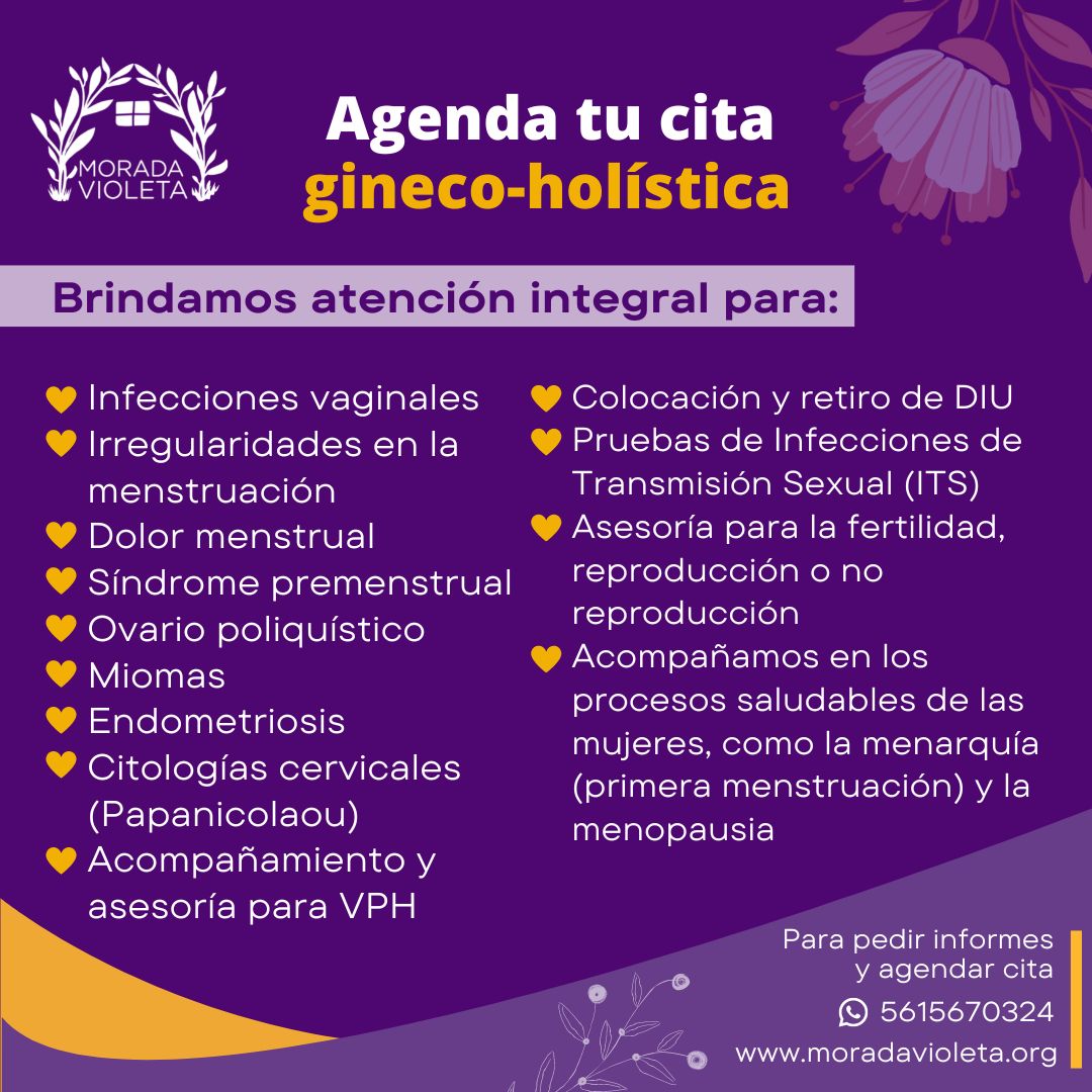 ¿Te gustaría tener una cita gineco-holística en la cual te dan un trato personalizado, responden todas tus dudas, te brindan un espacio seguro y respetan tus decisiones?

Te invitamos a visitar Morada Violeta.

Si deseas agendar tu cita, no dudes en escribirnos 👉📱

#parteras