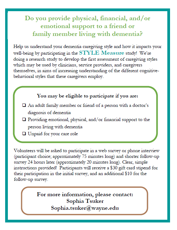 Our latest  study is now recruiting dementia caregivers to take an online survey to help us develop a measure about caregivers' unique approaches to care. Please share! #caregiving #carepartner #dementia #ADRD