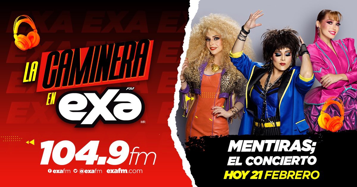 ExaFM's tweet photo. ¡Camineros 😎! Este día no se pueden perder la entrevista con @paolagomezmx, #PalomaCordero y #LorenaVignau 🥳🎶✨ ¡Nos acompañarán con la energía y talento de @Oficialmentiras 🎶! En #LaCaminera con @taniarin y @Fer_Gay 🤪 En el 104.9 FM 📻

📲 https://t.co/N9FMUnZkn1 https://t.co/TEMplDiyuc