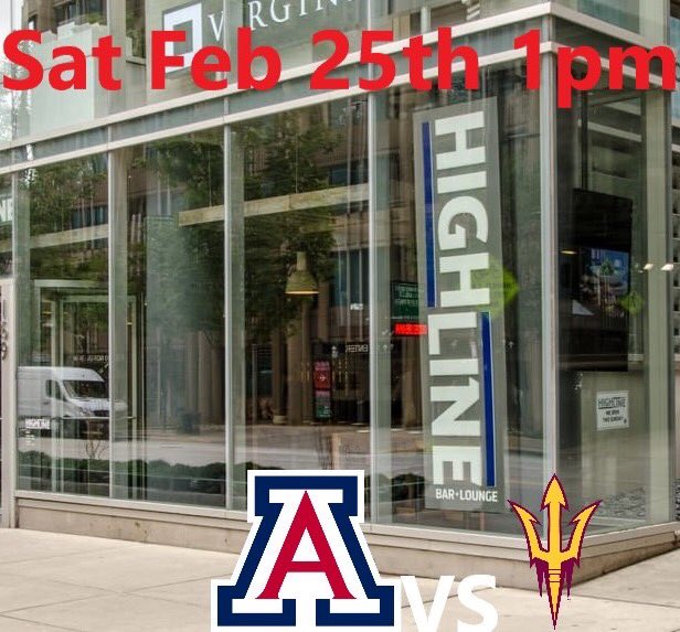 Arizona vs ASU watch party Sat. Feb 25th at <a href="/HighlineChicago/">Highline / HiPoint</a> 1pm. First 10 Arizona fans get free shot! 🐻⬇ and beat the f*ck out of asu!

#Arizona #ArizonaBasketball #UniversityofArizona #Arizona #CollegeHoops #MarchMadness #NCAA #Chicago #HighLine #Basketball