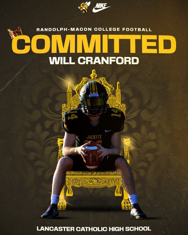 Will Cranford (@will15797389) on Twitter photo I’m extremely honored and thankful to announce that I will be continuing my Academic and Athletic career at Randolph-Macon College🟡⚫️!! <a href="/RMCfootball/">𝗥𝗔𝗡𝗗𝗢𝗟𝗣𝗛-𝗠𝗔𝗖𝗢𝗡 𝗙𝗢𝗢𝗧𝗕𝗔𝗟𝗟</a> <a href="/LancCatholicFB/">LancCatholicFB</a> <a href="/JoeGlassRMC/">Joe Glass</a> I’m extremely honored and thankful to announce that I will be continuing my Academic and Athletic career at Randolph-Macon College🟡⚫️!! <a href="/RMCfootball/">𝗥𝗔𝗡𝗗𝗢𝗟𝗣𝗛-𝗠𝗔𝗖𝗢𝗡 𝗙𝗢𝗢𝗧𝗕𝗔𝗟𝗟</a> <a href="/LancCatholicFB/">LancCatholicFB</a> <a href="/JoeGlassRMC/">Joe Glass</a>