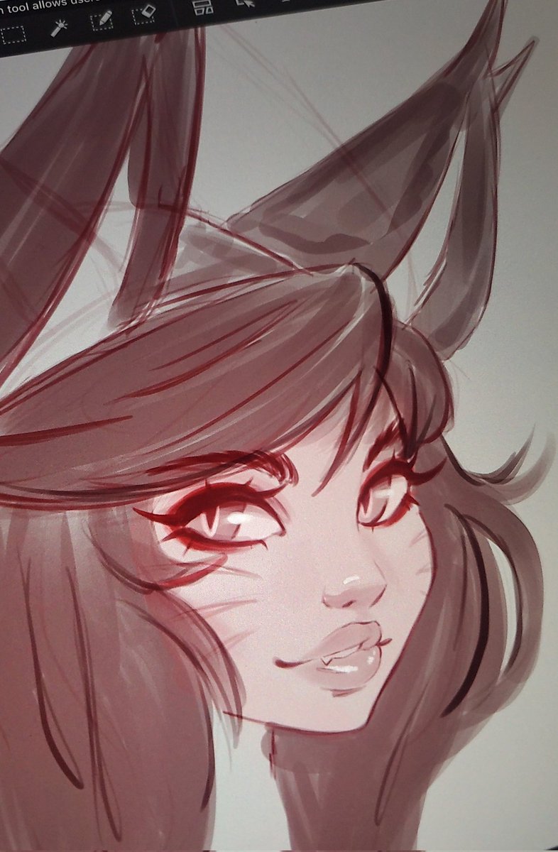 <a href="/Koiarts1/">Koi 🇨🇱//🎨 Jinx Enjoyer</a> Been working on a new Ahri piece inspired by her asu 💖 🔥