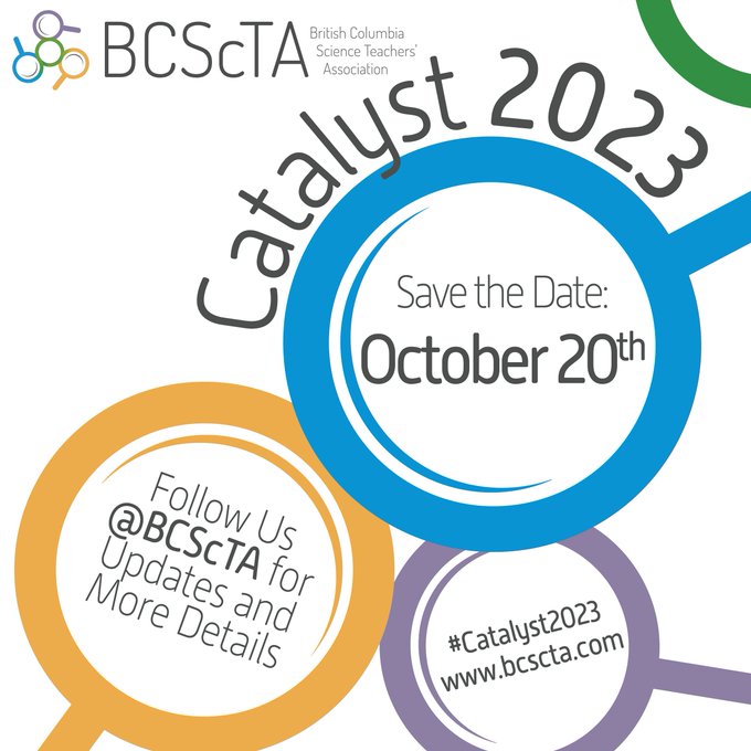 bcscta's tweet image. SAVE THE DATE! Workshops are selected and scheduling starts soon. We can&apos;t wait to bring #Catalyst2023 to Vancouver Island on October 20st. Hope to see you there!