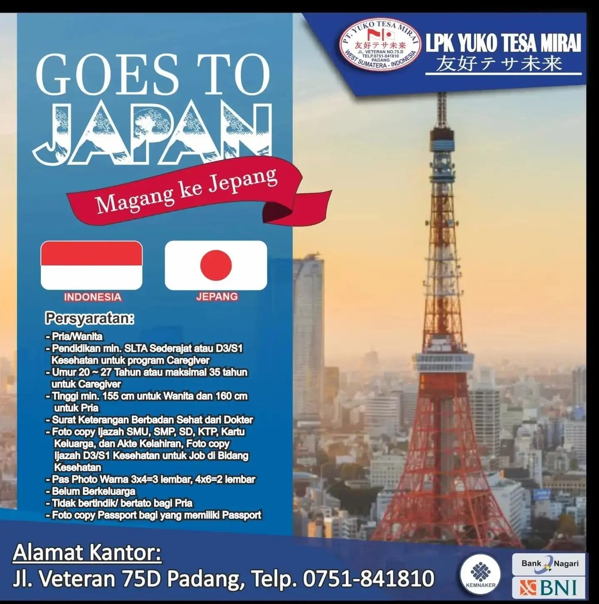 Kesempatan magang praktek kerja di Jepang ....