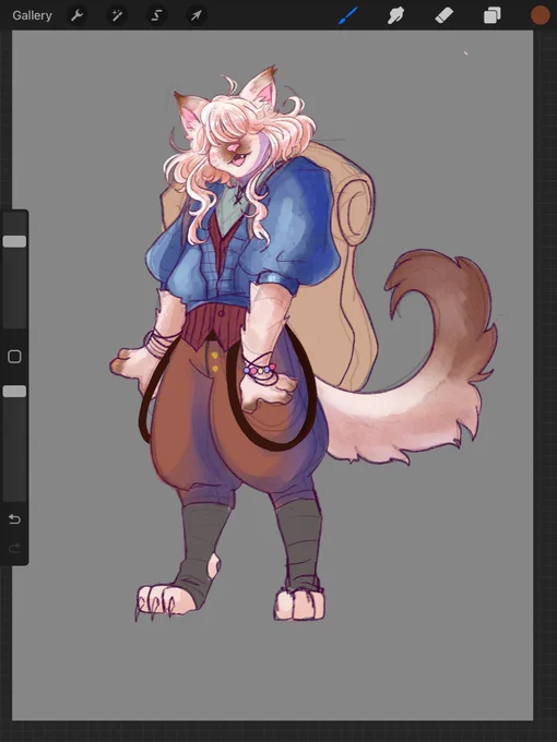 new dnd character is an excitable little tabaxi named Glass. it's short for Glass of Milk. he is a barbarian and a little historian who is following a much stronger adventurer around against her will to learn to be just like her 