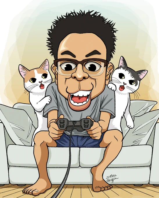 今日は猫の日なので連チャン投稿ご容赦ください〝人と猫シリーズ〟#猫の日 #にゃんにゃんにゃんの日 
