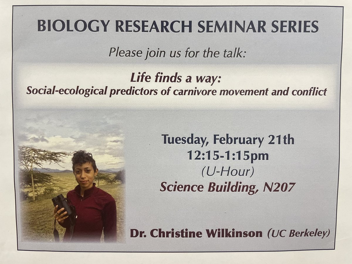 Grateful to <a href="/ScrapNaturalist/">Christine Wilkinson, PhD 🌈</a> for an awesome seminar talk today <a href="/CalStateEastBay/">Cal State East Bay</a>!! Thank you also for taking the time to hang out with students to chat career paths in biology and conservation after the presentation!