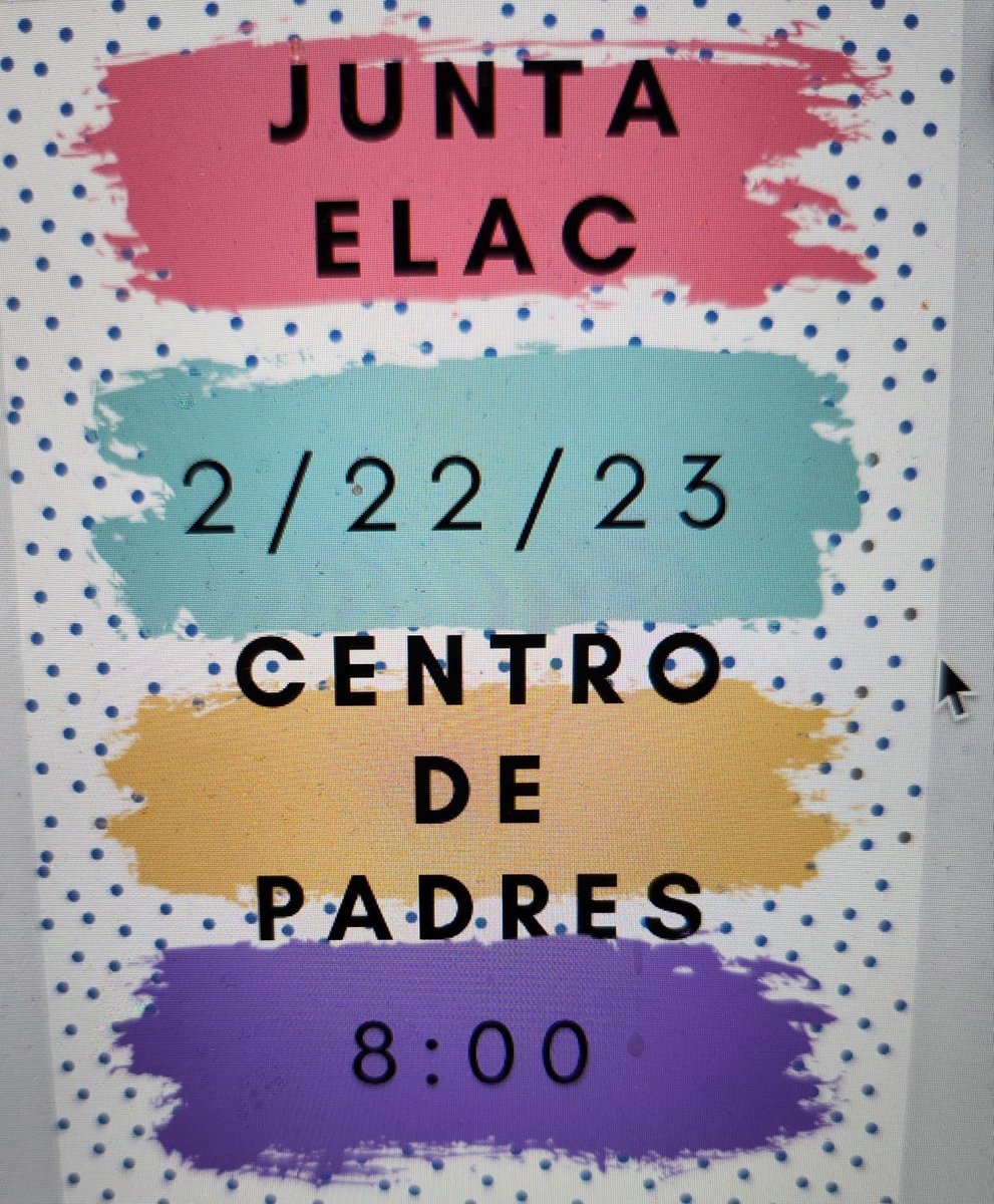 <a href="/ElDoradoBears/">El Dorado Avenue Elementary</a> Please join us for our next ELAC meeting on 2/22 at 8:00am! ¡Únete a nosotros para nuestra próxima reunión de ELAC el 22 de febrero a las 8:00 a.m.! <a href="/LASchools/">Los Angeles Unified</a> <a href="/LASchoolsNorth/">LAUSD Region North</a> <a href="/Kelly4LASchools/">Kelly Gonez, LAUSD</a> <a href="/SFS_COS/">SanFernando.Sylmar.COS</a>