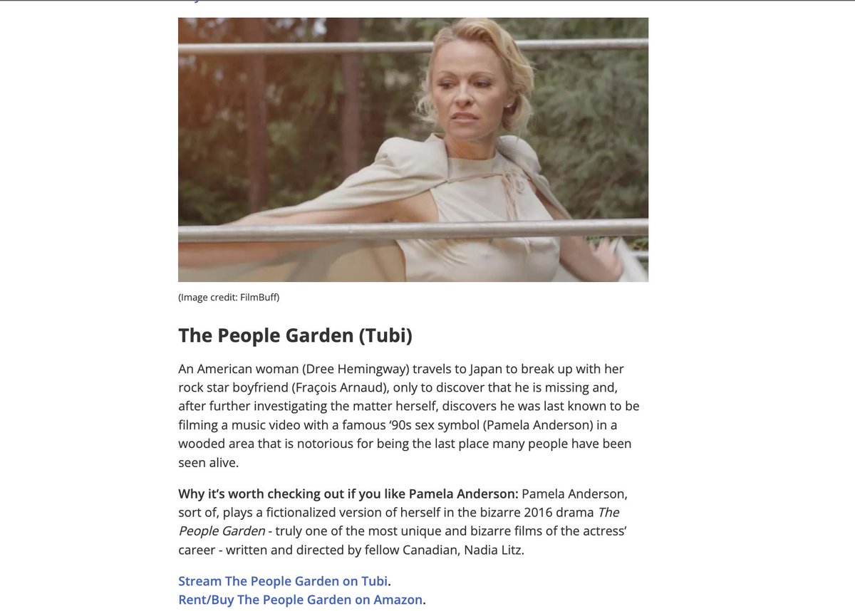 For <a href="/pamelaanderson/">Pamela Anderson</a> completists! The People Garden on <a href="/CinemaBlend/">CinemaBlend</a> watchlist “truly one of the most unique and bizarre films of the actress’ career!”  Yes pls. 🖤