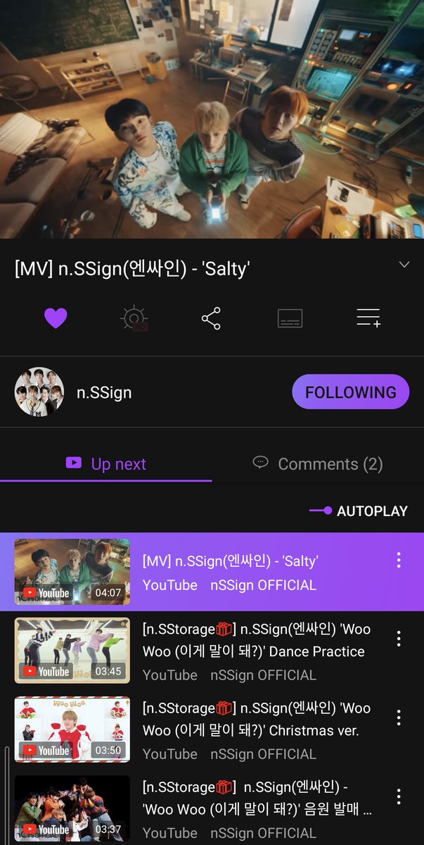 You69118871's tweet photo. Mubeat に【SALTY】
登録きましたね~👏👏👏
今👂試聴中〜
ソルティソルティ🎶
今日もファイティン✨✨
#nSSign #엔싸인 #SALTY #net_of_Star_Sign
#エヌサイン_プレデビューおめでとう
#Mubest https://t.co/lxkb2g6kki