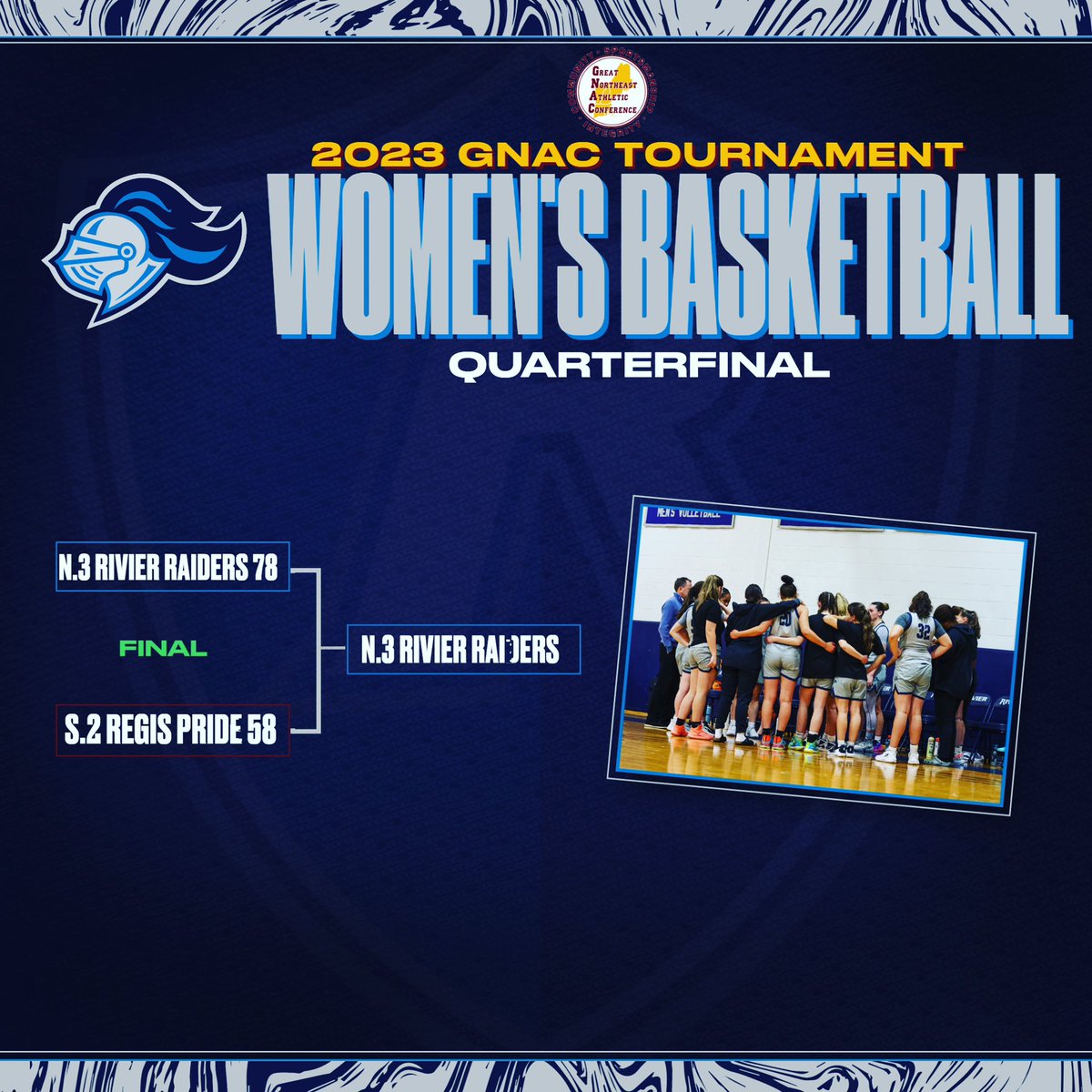 RivierRaiders's tweet image. Raiders WIN! They took down Regis in the GNAC Quarterfinals! They will travel to Maine next to play St. Joe’s on Thursday! 
@RivWBB