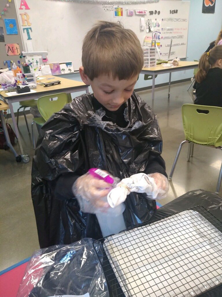 SLSDHarrisonEl's tweet photo. Students and staff members at Harrison Elementary are all tie-dying hats to wear during next week’s Acceptance Week. https://t.co/6DO0JYyyWH