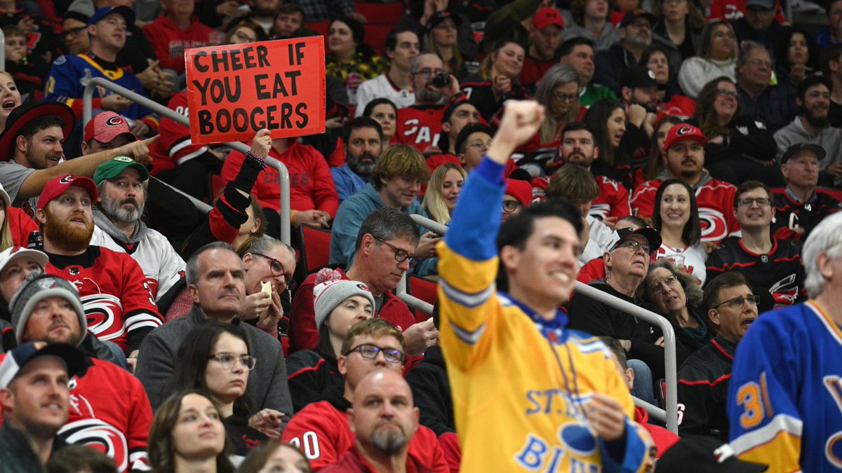 Canes's tweet image. This Blues fan is a confirmed booger eater