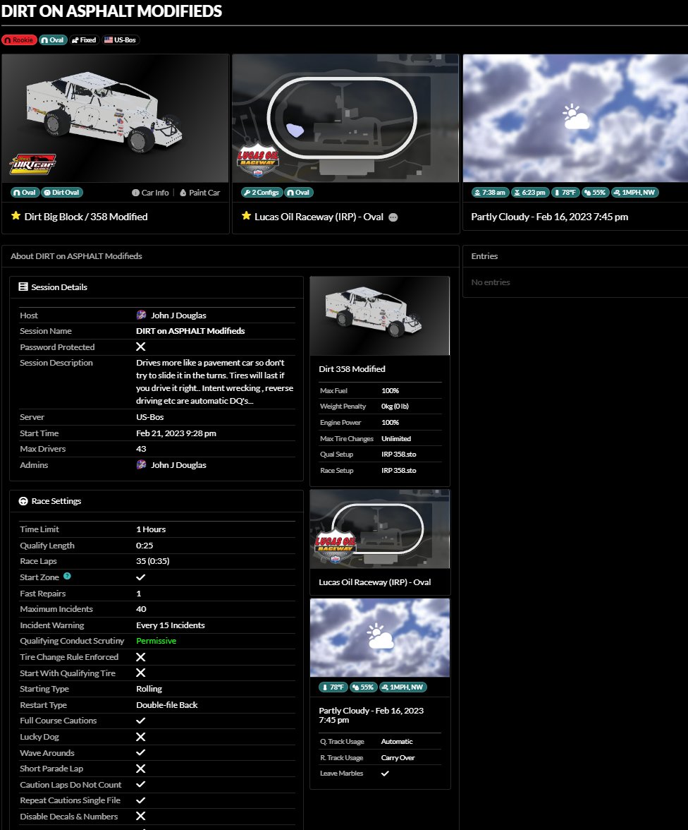 fenderbender900's tweet image. Let's do this. #iRacing #DirtOnAsphalt #ModifiedsMainly #ModSquad