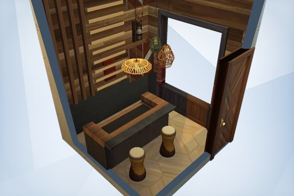 SajiSims's tweet photo. Ever look at a room & think "This needs more wood?" We did too! Here's a bar FILLED with it! You're welcome. #DecBuild22 #ShowUsYourBuilds https://t.co/iVFiZC6oqQ