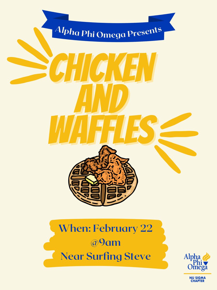SFA_APO's tweet image. Come and get some of this finger licking good chicken and waffles tomorrow near Surfing Steve🧇🍗💙💛 #mwab