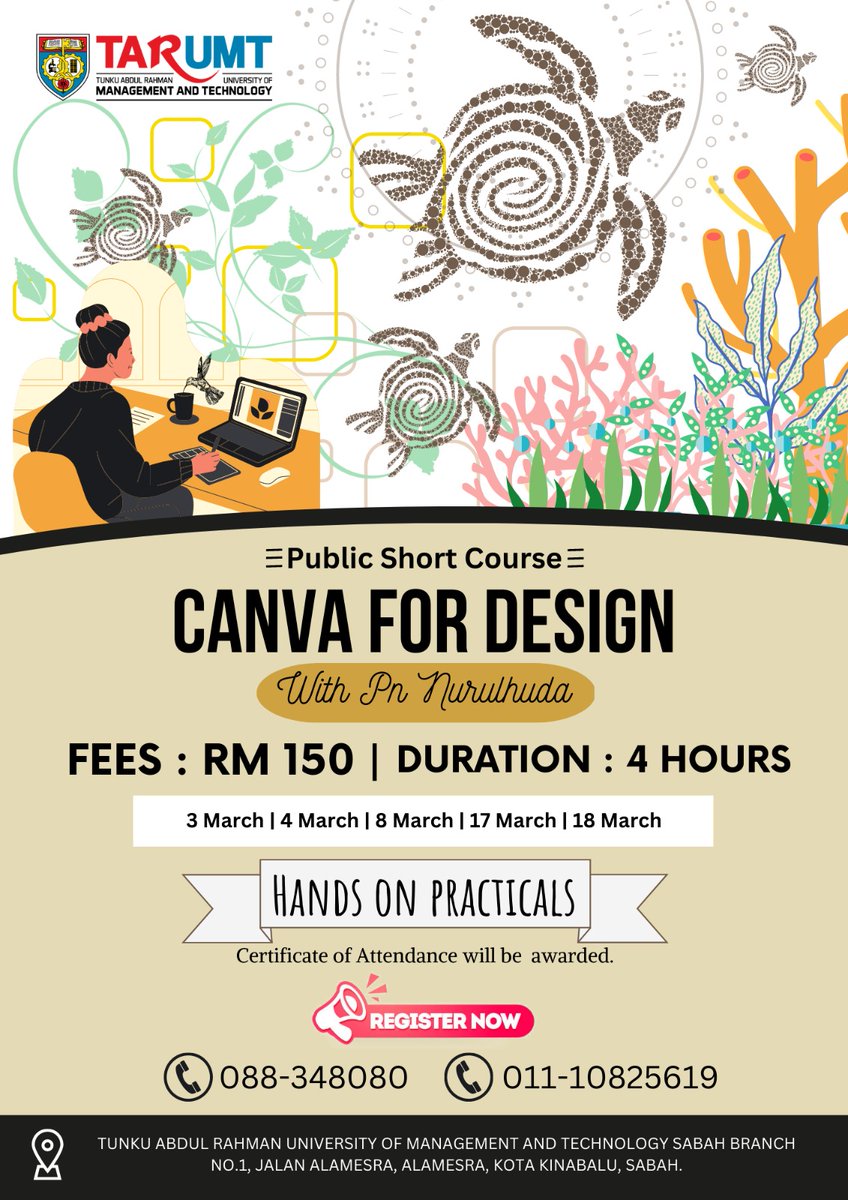 TARUMT_Sabah's tweet photo. Short Courses available at TARUMT Sabah Branch. Call 088348080 or Whatsapp to 011-10825619 for more information. #TARUMT #TARUMT_SABAH #ALAMESRA #BeyondEducation https://t.co/v9yDdaxNwP