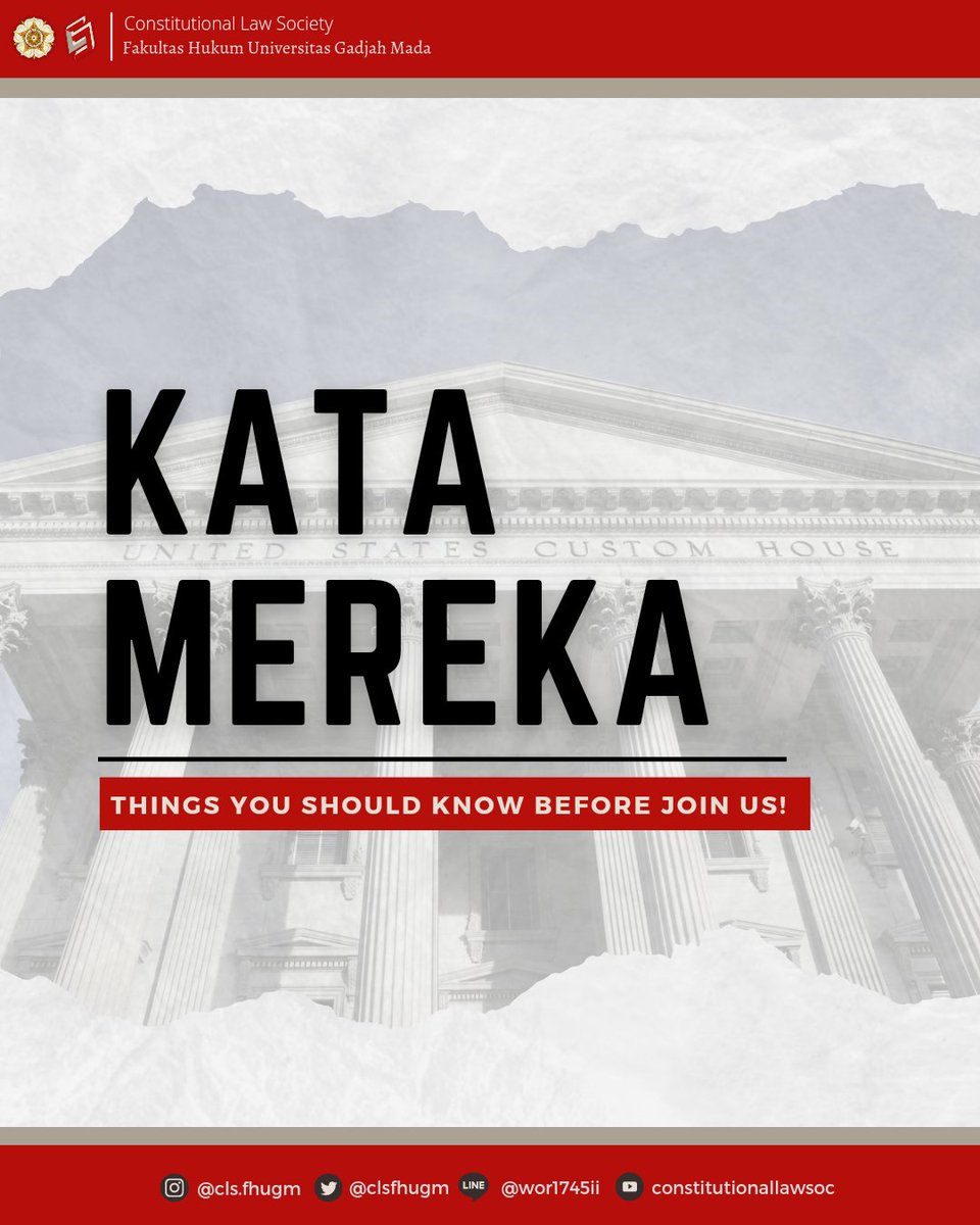 CLSFHUGM's tweet photo. MENDENGAR KATA MEREKA: Buku, Pesta dan CLS! 

Halo sobat 𝙘𝙤𝙣𝙨𝙩𝙞𝙩𝙪𝙩𝙞𝙤𝙣𝙖𝙡 𝙚𝙣𝙩𝙝𝙪𝙨! ✨
Kesempatan tidak akan datang berturut-turut, berikut ini beberapa testimoni para anggota CLS yang hebat dan luar biasa. 🙌 https://t.co/a23gX9slp2
