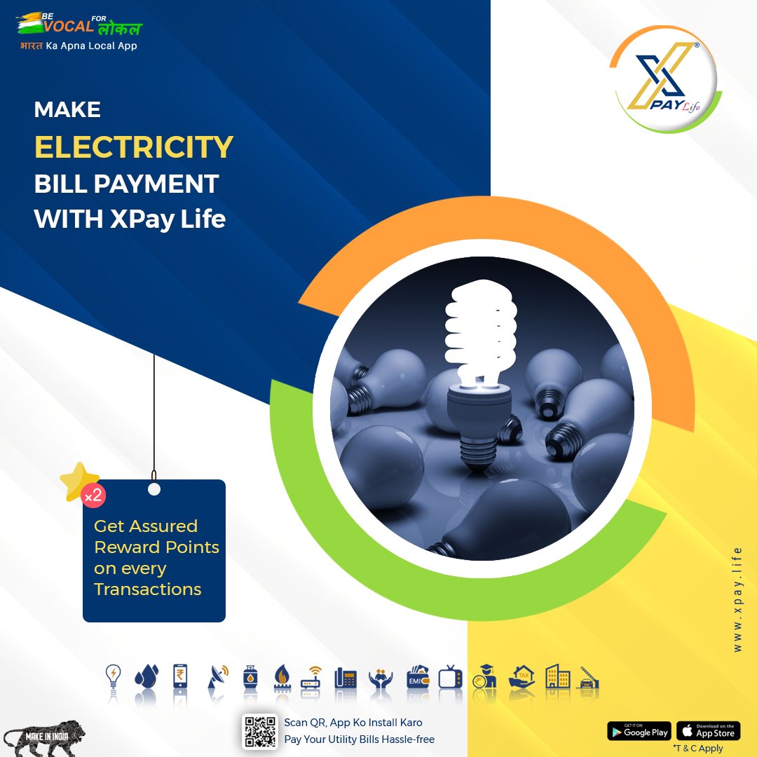 XpayLife's tweet photo. Make your current electricity / light bill payment using XPay Life.

Win XPay Cash On Every Transaction 🤗🤗

More Transactions = More XPay Cash 😍😍

Install Now - https://t.co/AFg4Gt7LSM

#xpaylife #electricitybill #lightbill #mobilerechargeapp #prepaidrecharge #billpaymentapp https://t.co/k17ePGxYzq