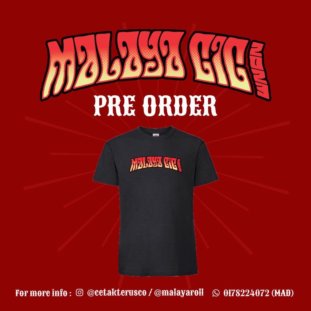 MalayaRoll's tweet photo. Hai semua, sape nak baju Malaya Gig ni korang boleh buat order dari sekarang ya. Kami dah buka untuk tempahan. Lesgoooo dapatkan sekarang.

Tekan link dibawah utk order okay
https://t.co/y3Gzf2PvLo https://t.co/AYk4GZxR4F
