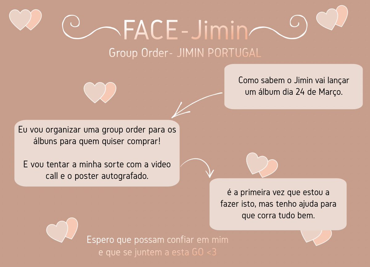 pjiminportugal's tweet photo. GROUP ORDER- FACE (Jimin)

Malta, por favor, leiam e aceitem ajudar-me <3
Eu vou fazer uma group order com aqui na fanbase para o álbum do Jimin.

Sim, vou tentar a minha sorte para a videocall e/ou o poster autografado. 💛

Seria ótimo ter a vossa ajuda e confiança<3 https://t.co/eSa9FTbu3F