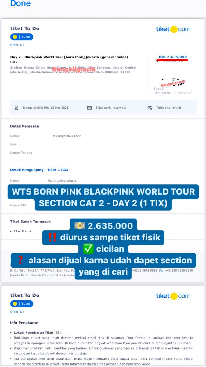 p0psiclebabe's tweet photo. [HELP RT]

WTS BORN PINK BLACKPINK WORLD TOUR JAKARTA SECTION CAT 2 - DAY 2 (1 TIX)

💵 2.635.000
‼️diurus sampe tiket fisik
�� cicilan
❓alasan dijual karna udah dapet section yang dicari

‼️NO SCAMMER‼️

hmu di reply/dm ya kalo mau tanya2🫶🏻

🏷️ wts wtb born pink konser jakarta https://t.co/ME5sWeBBf9