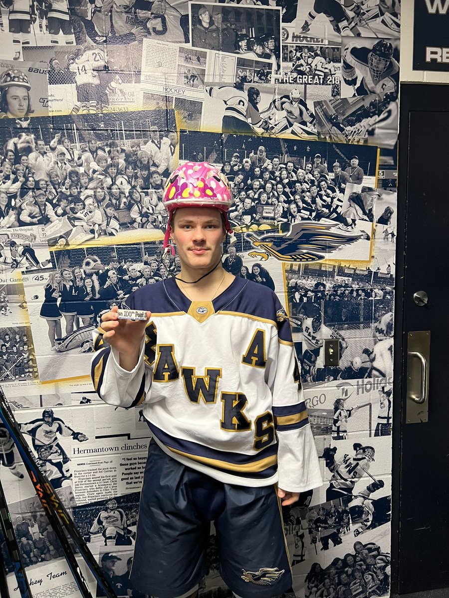 pandrews2211's tweet photo. Congratulations to @wyattcarlson22 for scoring his 100th HS career point for @HAHA_Hockey https://t.co/rG8OCWkMZY