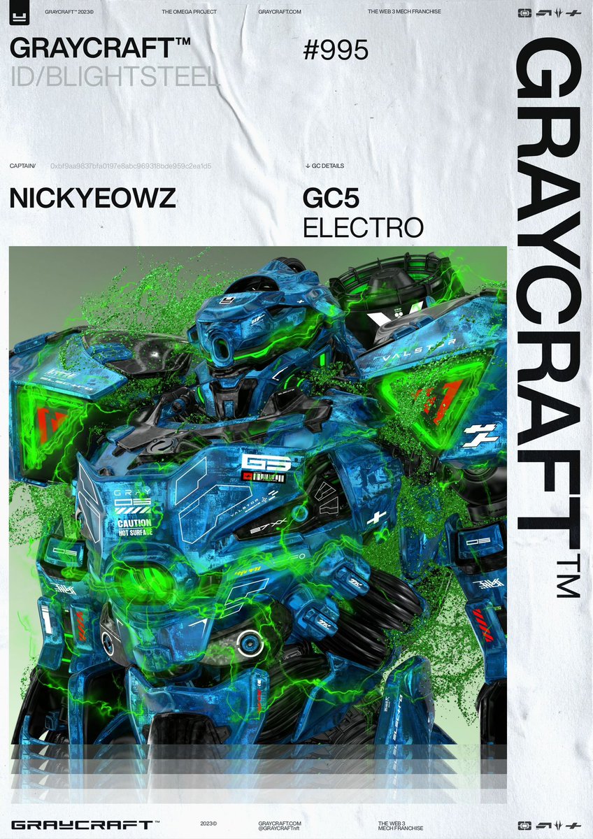 nickyeowz's tweet photo. Welcoming another into The Hive.
And a big sucker no less๐ฆพ
Introducing @GRAYCRAFTnft GC5 Electro โ๐๐๐๐๐๐ง๐ฆ๐ง๐๐๐โ
#GRAYCRAFT #MECH3 #WEB3 #ROADTO24VARIANT https://t.co/rcO3TTamI0