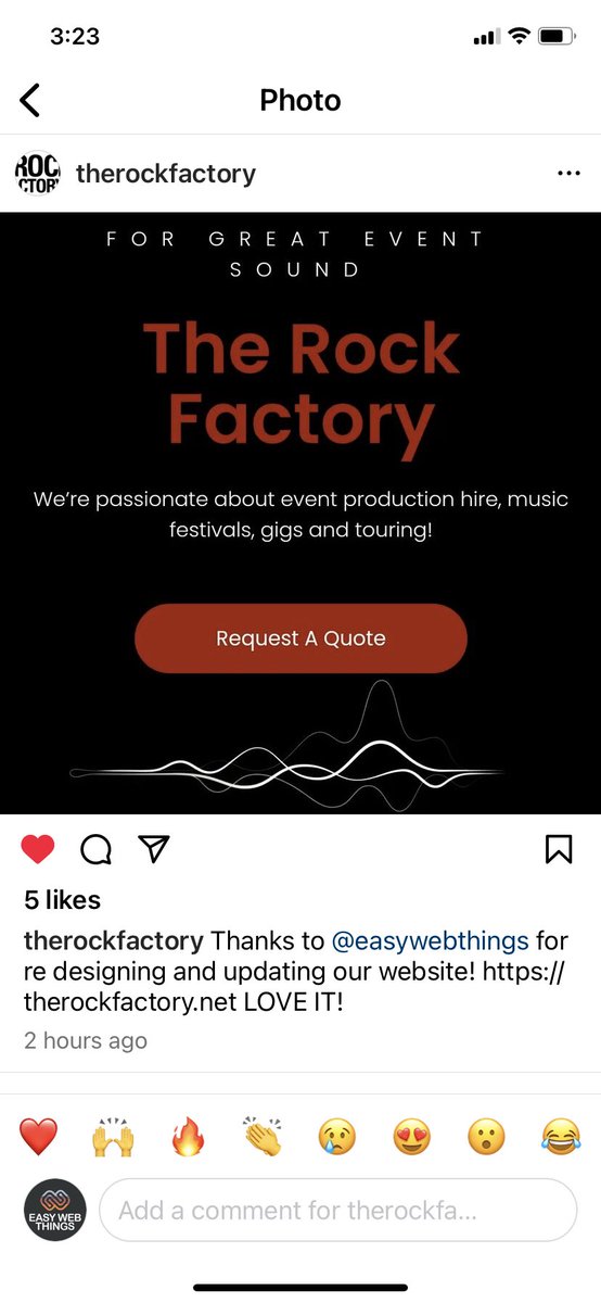 EasyWebThings's tweet image. Happy New Website Day to @therockfactory 😻