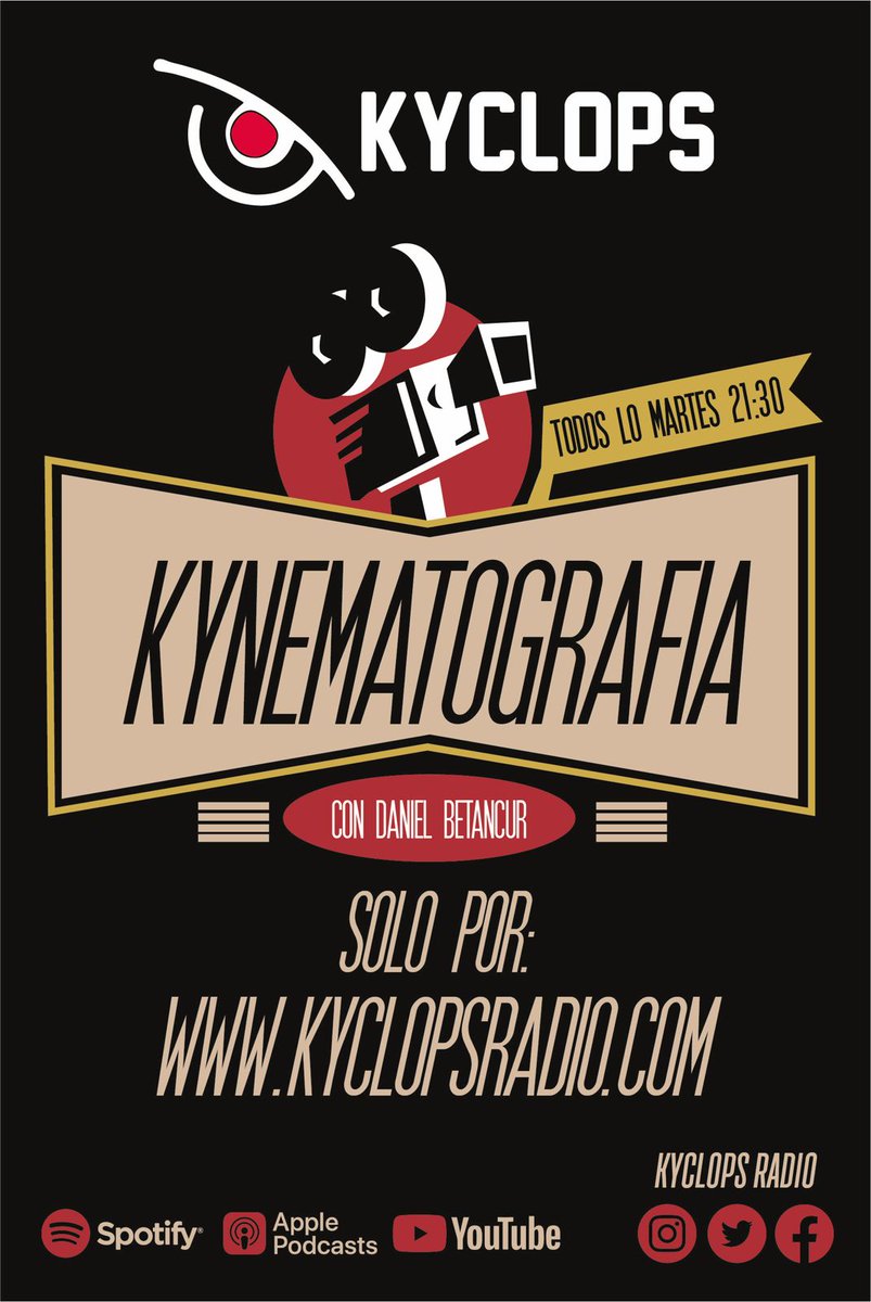 KyclopsRadio's tweet photo. Nos escuchamos en punto de las 21:00 H a través de la página Web de #kyclopsradio con una nueva emisión de #kynematografía para hablar de cine, chismecitos del medio y próximos estrenos..
#cine #pelis #movie #film #series #seriesnetflix #serieshbo #seriesamazon #cinemexicano https://t.co/5bCJ5mu35s