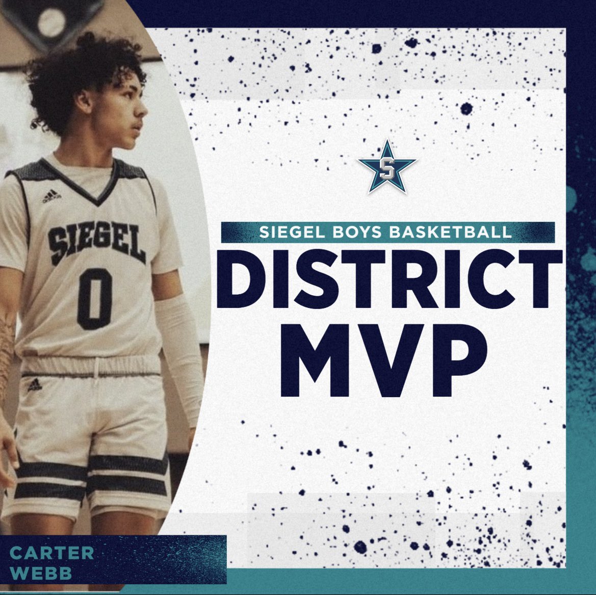 siegelmbb's tweet photo. Congrats to Carter Webb on being named District MVP! This is the 3rd year  in a row this award has been represented by Siegel Basketball!
#P2BASS 
@cecil_joyce 
@CoachRigs https://t.co/bjVtGDSU6D
