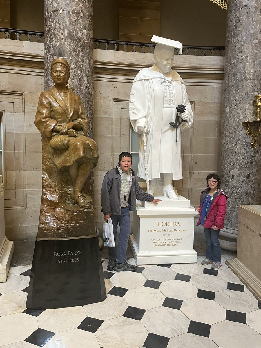 We are so lucky to have our kids attend <a href="/BethuneES/">Mary M. Bethune Elem</a> and to learn about the amazing person our school is named after! This past weekend we were fortunate to be able to see her statue in Statuary Hall at the Capitol. Our kids were thrilled see it and take a picture. :) <a href="/Stanetress/">Stanetress</a>