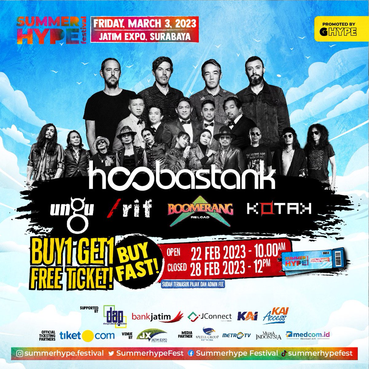 BUY 1 GET 1 FREE!!

Hello Hypepeople,

yang belum kebagian tiket Summerhype Festival, langsung check out di @tiketcom atau klik link di bio buat dapetin Buy 1 Get 1 Free hanya sampai 28 Februari aja!

#summerhypefestival #ghype #konserjatim #jatimexpo #surabaya