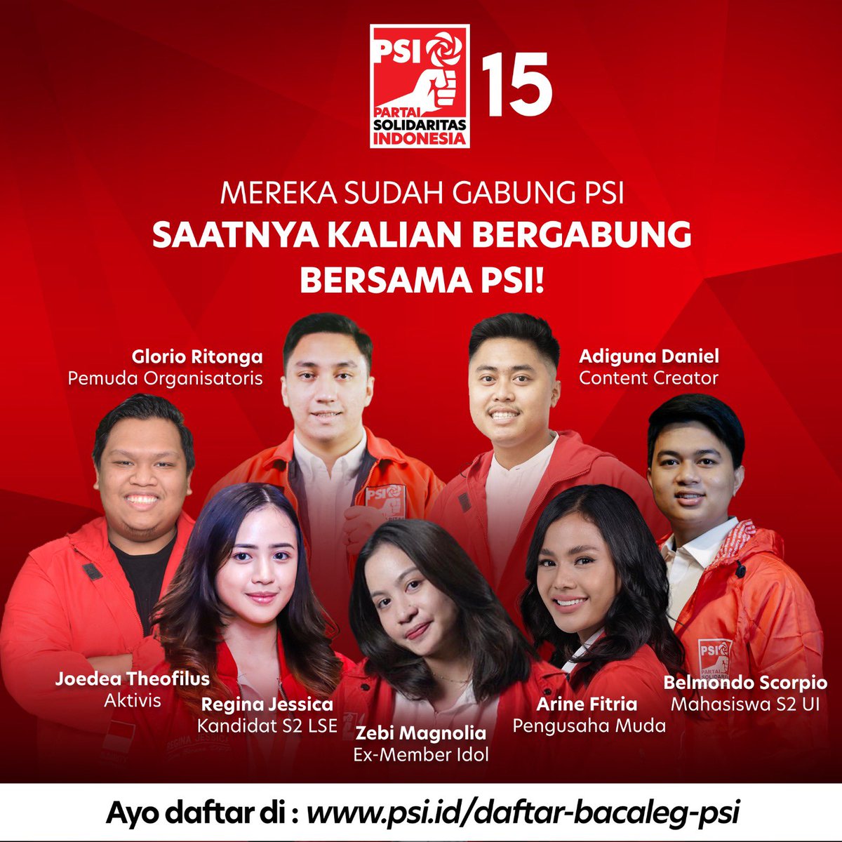 From nothing to something! Saatnya yang muda yang bergerak!✨

Ini waktunya untuk kamu bergerak memperbaiki Indonesia bersama PSI!

Ayo daftar di: psi.id/daftar-bacaleg…

Info selengkapnya ada di Link Bio Twitter <a href="/psi_id/">DPP PSI</a> ya!

#HadirKerjaUntukRakyat
#PSIB15AMenang2024