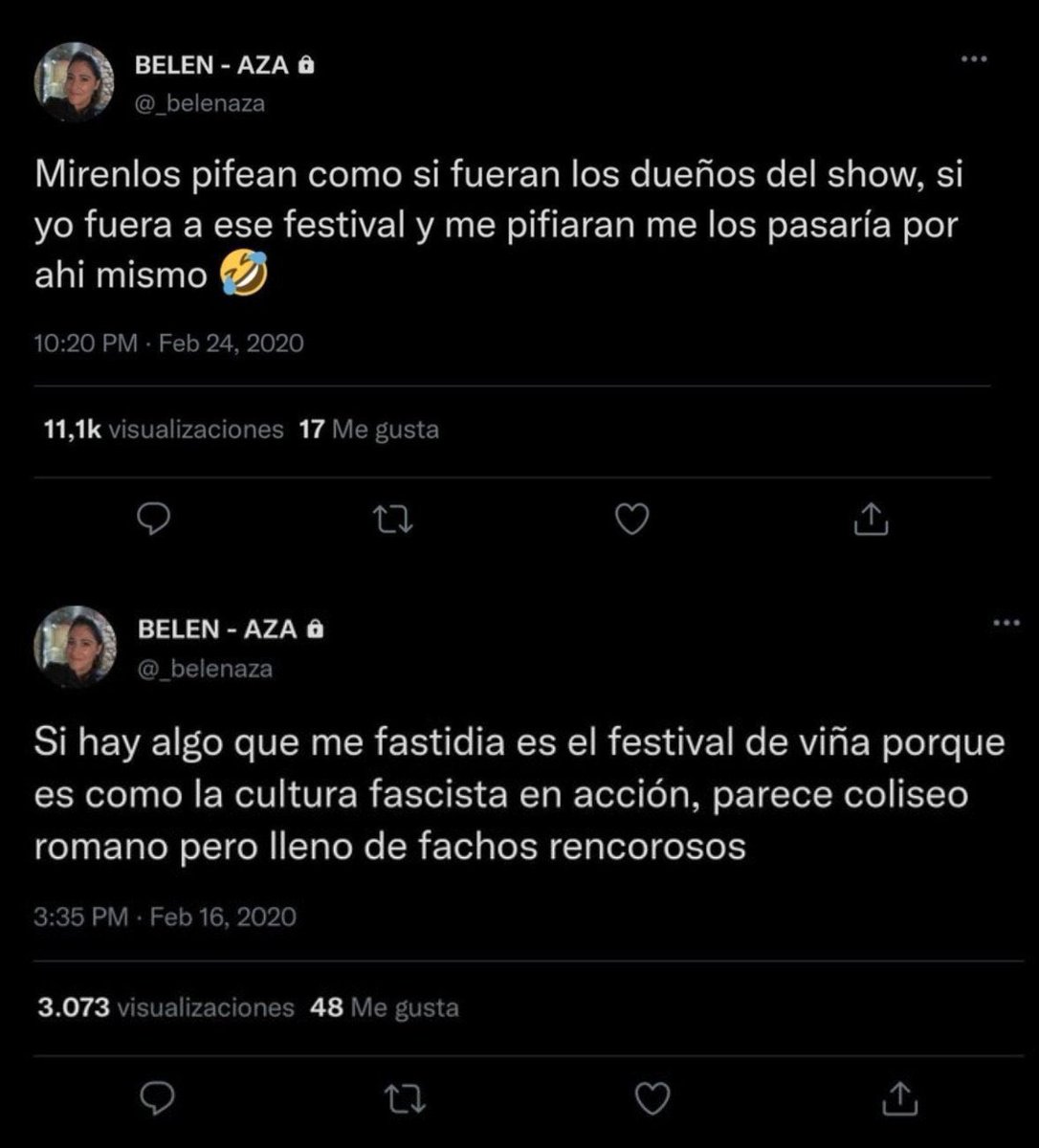 CarlaAlaska's tweet photo. La gente ya no sabe lo que es gracioso 🤷🏻‍♀️ se ríe por cada mierda 🙄 #belenaza #VINA2023 #VINA2023 #BelenMora https://t.co/Vq3SEIU0PI
