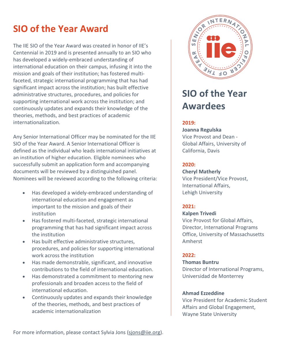 Francisco Marmolejo (@fmarmole) on Twitter photo Great decision of <a href="/IIEglobal/">Institute of International Education (IIE)</a> in recognizing as Senior International Officer of the Year to:
<a href="/amezzeddine/">Ahmad Ezzeddine</a>, Global Engagement VP at <a href="/waynestate/">Wayne State University</a>
Thomas Buntru, Intlโ Affairs Dir. at @UDEM in Mexico.
Both are true & inspiring role models in #intled.
More: bit.ly/3XNgtst Great decision of <a href="/IIEglobal/">Institute of International Education (IIE)</a> in recognizing as Senior International Officer of the Year to:
<a href="/amezzeddine/">Ahmad Ezzeddine</a>, Global Engagement VP at <a href="/waynestate/">Wayne State University</a>
Thomas Buntru, Intlโ Affairs Dir. at @UDEM in Mexico.
Both are true & inspiring role models in #intled.
More: bit.ly/3XNgtst