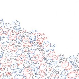 「今年も ねこ作活動 応援します全てのねこが健やかに暮らす事のできる世界を祈って楽」|マール社のイラスト