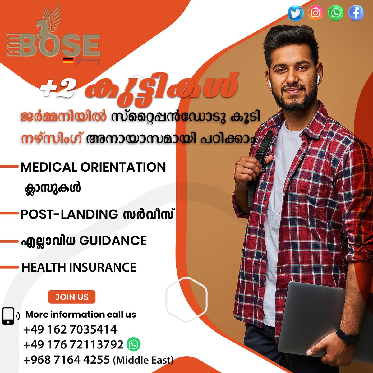Ambosegermany's tweet photo. What after +2?amBose guides you.
#ambosegermany #12thclass #kerala #Germany #German #guidance #Integration #career #jobineurope #Students #schools #education #workineurope https://t.co/6uCK7UmSvF