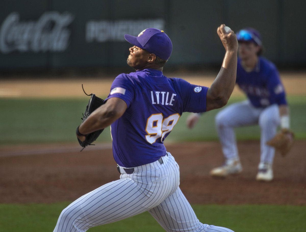 TravSprad's tweet photo. Advocate photos: LSU's Tre’ Morgan hit for the cycle, the first Tiger to do so since 2010, powering the top-ranked Tigers to an 18-4 baseball win over Southern University in Baton Rouge, La., Tues., Feb. 21, 2023. @LSUbaseball @theadvocatebr  https://t.co/RQ3o41Hf13 https://t.co/orXkBBEXXb